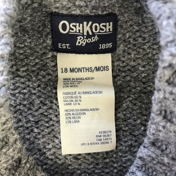 OshKosh B’Gosh V Neck Sweater Vest Size 18 Months Cable Knit - Picture 3 of 4